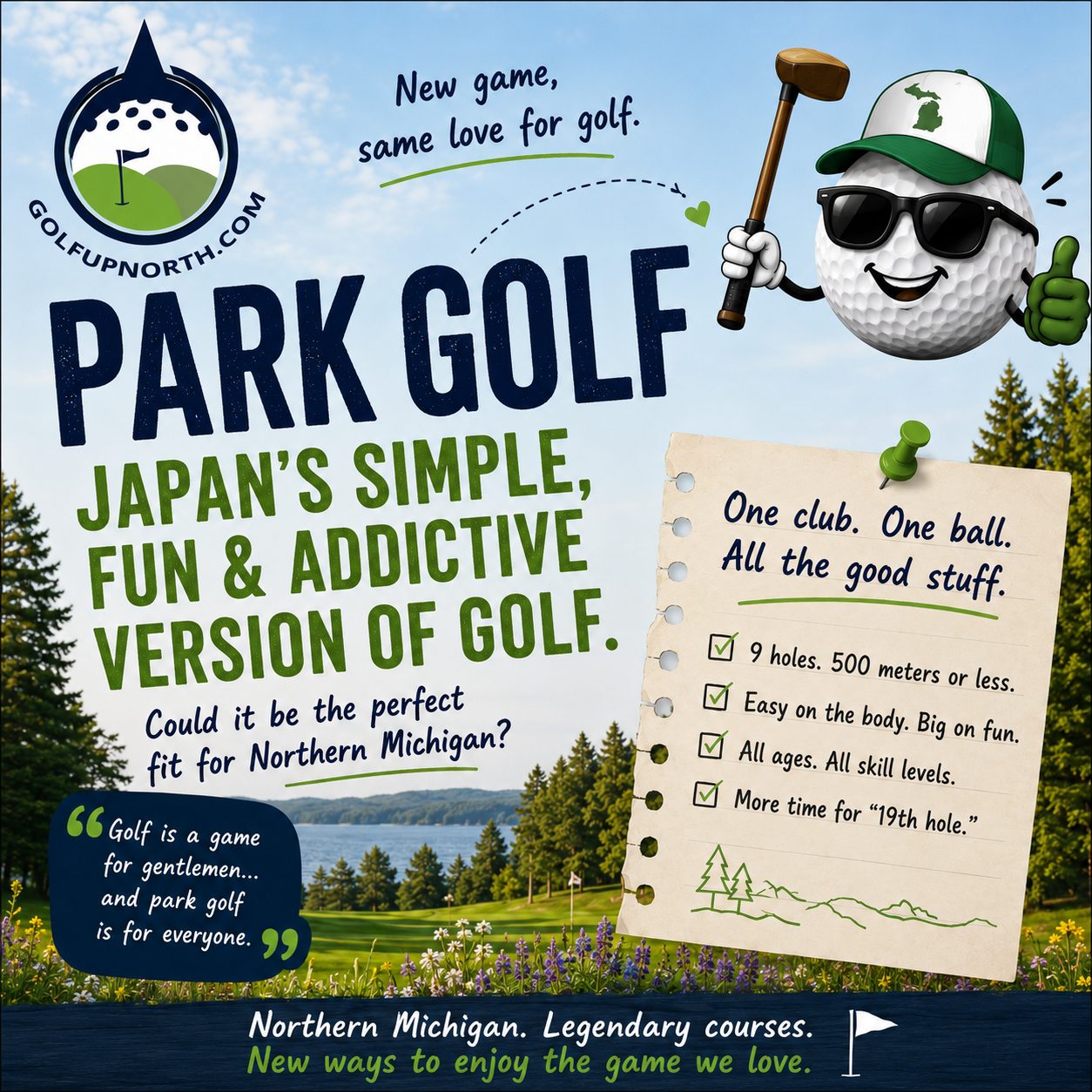 Discover Park Golf, the fun and affordable golf style from Japan that combines golf, nature, and friendly competition for all ages.