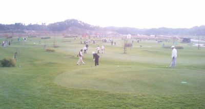A busy day on a Park Golf course in Miyagi, Japan.