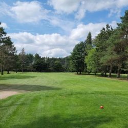 Interlochen hole 2 hard dogleg to right