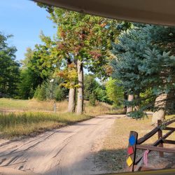 Caberfae Peaks Golf Course Confusing path to first hole